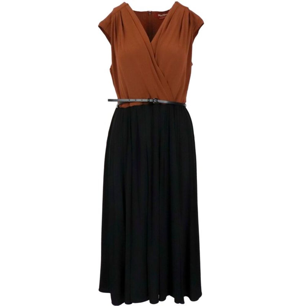 NWT MAX MARA  STUDIO Womens Black Sleeveless Midi Evening Sheath Dress M